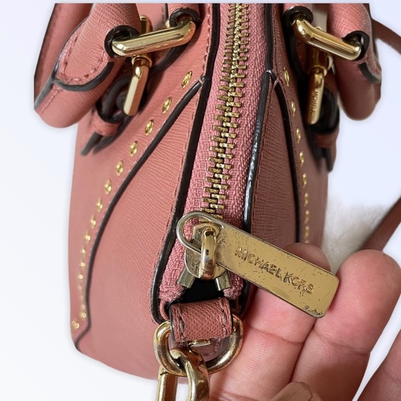 Michael Kors Ciara Grommet Bag Satchel, Rose Color, Antique Saffiano Leather - Picture 12 of 15